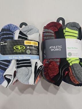 Athletic Works 2 packs of boys' socks No- Show Shoe Size 3-9